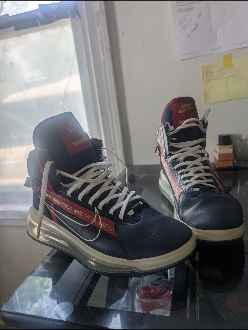 Nike Men’s Navy and Red High-Top Sneakers